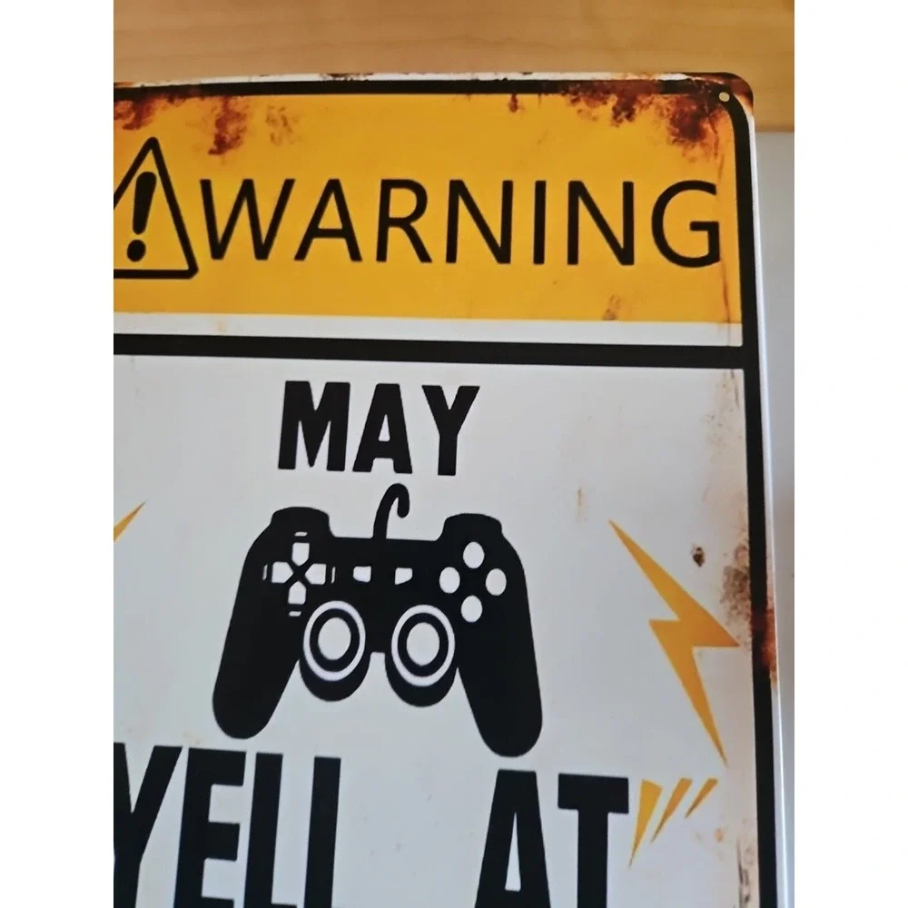 Warning May Yell At Video Games‎ Sign, Tin Sign, 8x12, Gamer